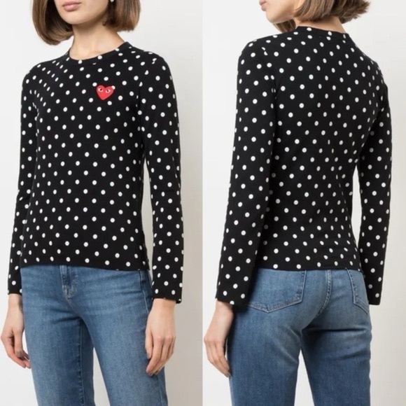 Comme des Garçons PLAY Polka-Dot T-Shirt Black/White size Medium - Picture 1 of 10